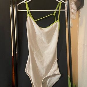 White yumiko with green trim